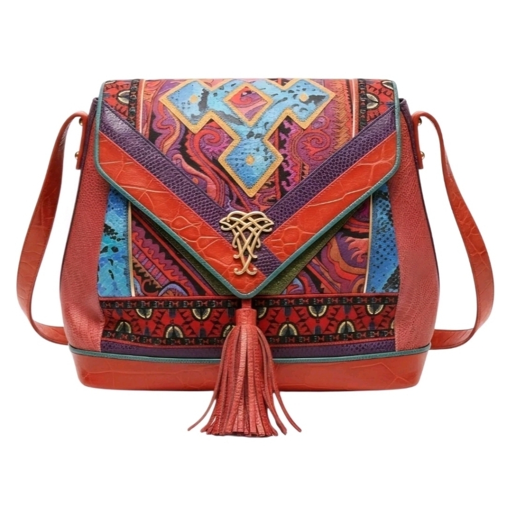 Sharif Multicolor Red Blue Purple Crossbody Bag - Picture 1 of 16